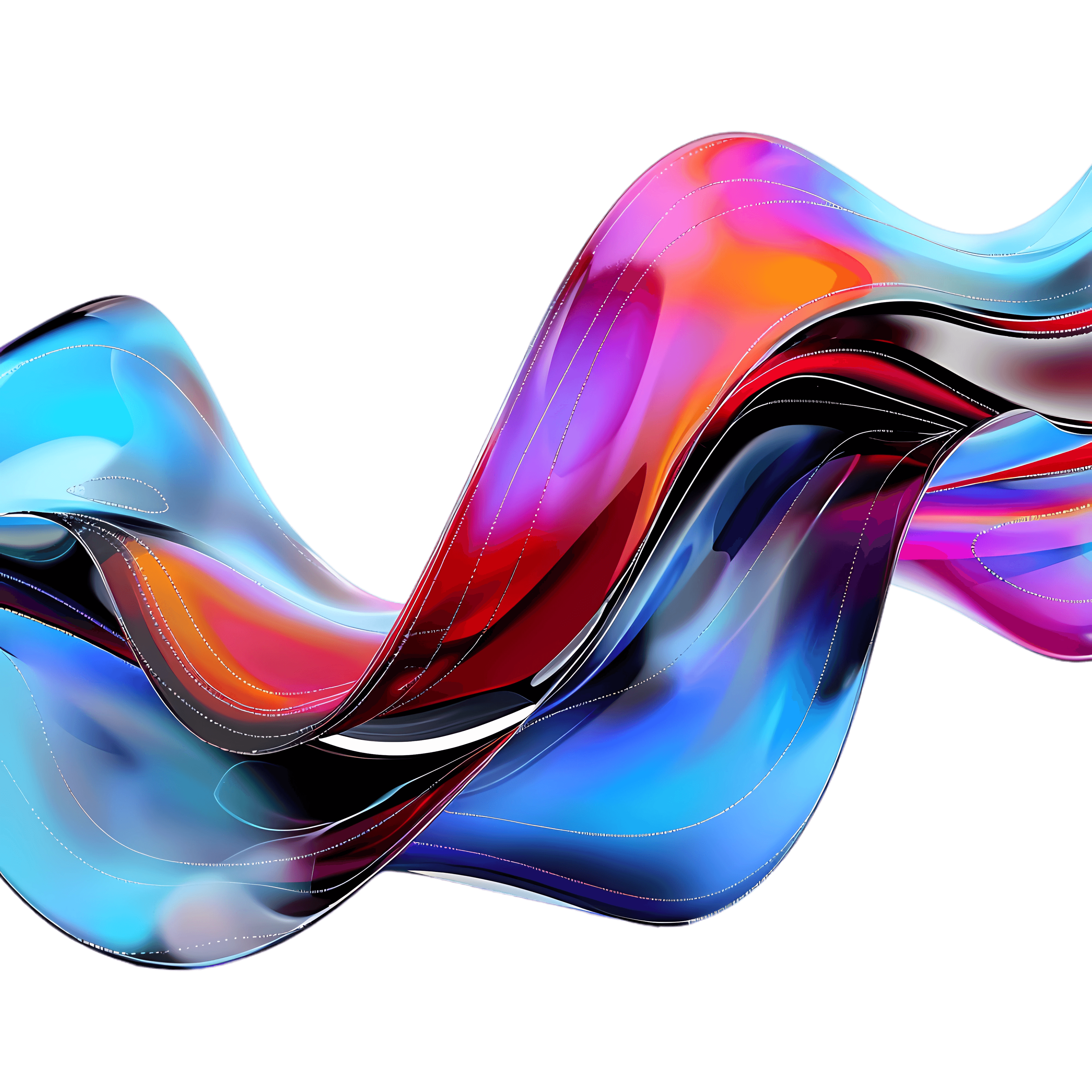 An abstract shape with rainbow colors at the bottom of the page
